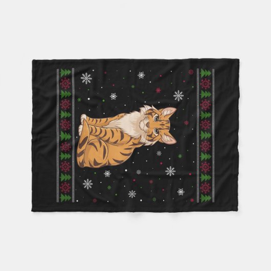 Couverture Polaire Savannah Chat Chandail de Noël Hommes Femmes Enfan (Devant (Horizontal))