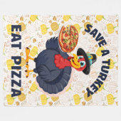 Couverture Polaire Save A Turkey Eat Pizza Funny Happy Thanksgiving (Devant (Horizontal))