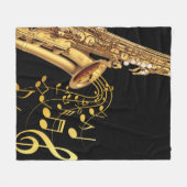 Couverture Polaire Saxophone et note musicale Saxophoniste Musique Ba (Devant (Horizontal))