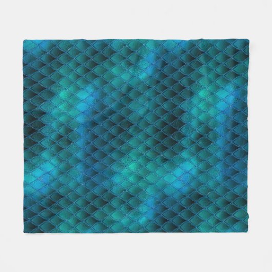 Couverture Polaire Scales Dragon Turquoise et Parties scintillant cha (Devant (Horizontal))