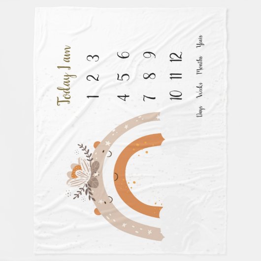 Couverture Polaire Scandi Arc en ciel Bébé 1ère année Jalon    (Devant)