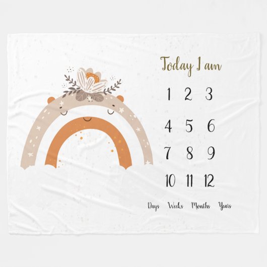 Couverture Polaire Scandi Arc en ciel Bébé 1ère année Jalon (Devant (Horizontal))
