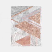 Couverture Polaire scandinave chic rose or géométrique marbre blanc (Devant)