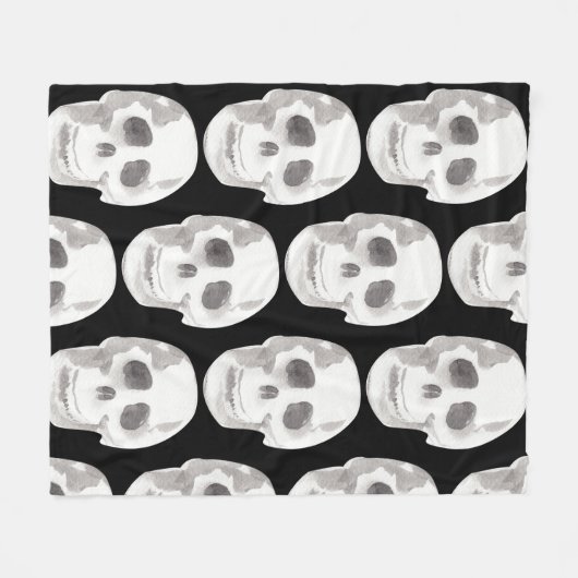 Couverture Polaire Scary Scull Black & White Pattern (Devant (Horizontal))