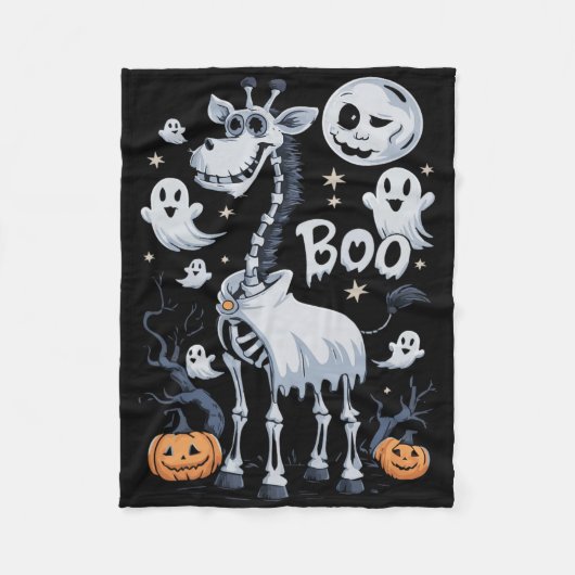 Couverture Polaire Scary Skeleton Giraffe Dans Ghosts Halloween (Devant)