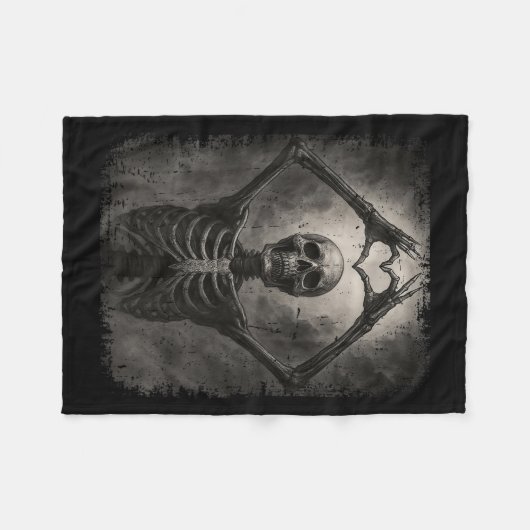 Couverture Polaire Scary Skeleton Hands Heart Sign Funny Halloween Co (Devant (Horizontal))