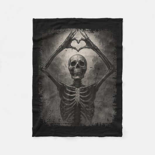 Couverture Polaire Scary Skeleton Hands Heart Sign Funny Halloween Co (Devant)