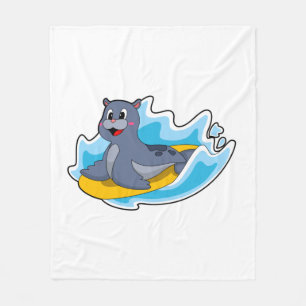 Couverture Polaire Sceau comme surfeur avec Surfboard