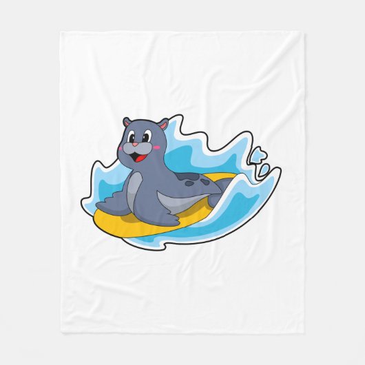 Couverture Polaire Sceau comme surfeur avec Surfboard (Devant)