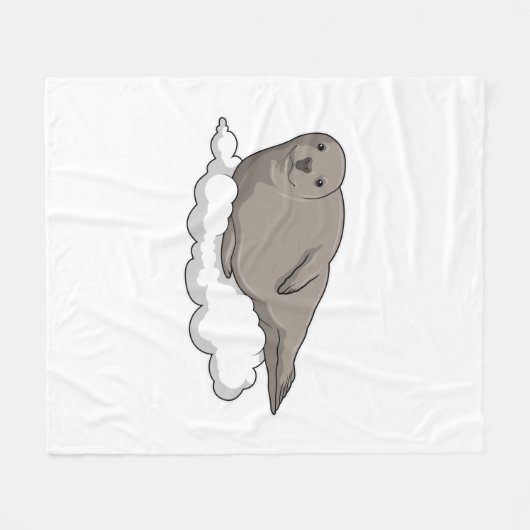 Couverture Polaire Sceau sur nuages (Devant (Horizontal))