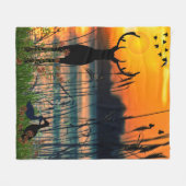 Couverture Polaire Scène colorée du lac soleil (Devant (Horizontal))