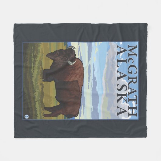 Couverture Polaire Scène de bison - McGrath, Alaska (Devant (Horizontal))