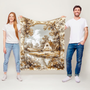 Couverture Polaire Scène de campagne Toile victorienne vintage