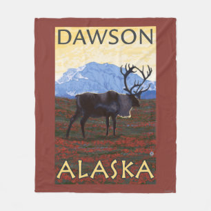 Couverture Polaire Scène de caribou - Dawson, Alaska
