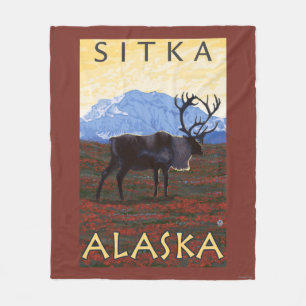 Couverture Polaire Scène de caribou - Sitka, Alaska