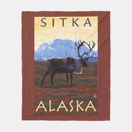 Couverture Polaire Scène de caribou - Sitka, Alaska (Devant)