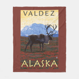 Couverture Polaire Scène de caribou - Valdez, Alaska