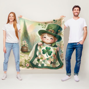 Couverture Polaire Scène de courtepointe patchwork Cottage Leprechaun
