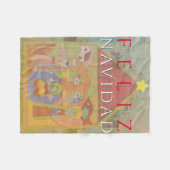 Couverture Polaire Scène de la Nativité Folk "Feliz Navidad" (Devant (Horizontal))