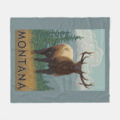 Couverture Polaire Scène de MontanaElk (Devant (Horizontal))