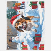 Couverture Polaire Scène de neige festive de Noël Beagle (Devant)