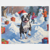 Couverture Polaire Scène de Noël du festival Terrier de Boston (Devant (Horizontal))