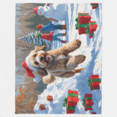 Couverture Polaire Scène de Noël enneigée avec un Bernedoodle (Devant)
