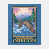 Couverture Polaire Scène de pêche de mouche - Clackamas, Orégon (Devant)