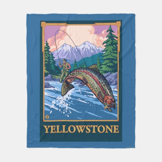 Couverture Polaire Scène de pêche de mouche - parc national de (Devant)