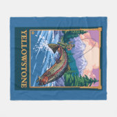 Couverture Polaire Scène de pêche de mouche - parc national de (Devant (Horizontal))