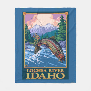 Couverture Polaire Scène de pêche de mouche - rivière de Lochsa,