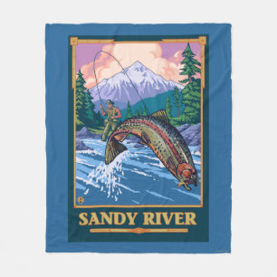 Couverture Polaire Scène de pêche de mouche - rivière de Sandy,