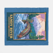 Couverture Polaire Scène de pêche de mouche - rivière de Sandy, (Devant (Horizontal))