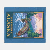 Couverture Polaire Scène de pêche de mouche - Wrangell, Alaska (Devant (Horizontal))