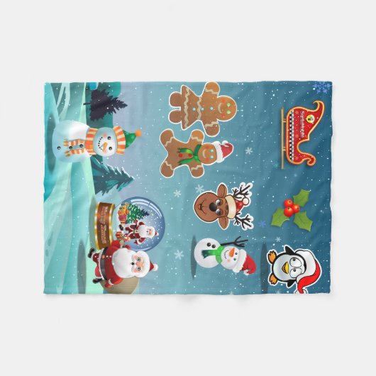 Couverture Polaire Scène de réveillon de Noël (Devant (Horizontal))