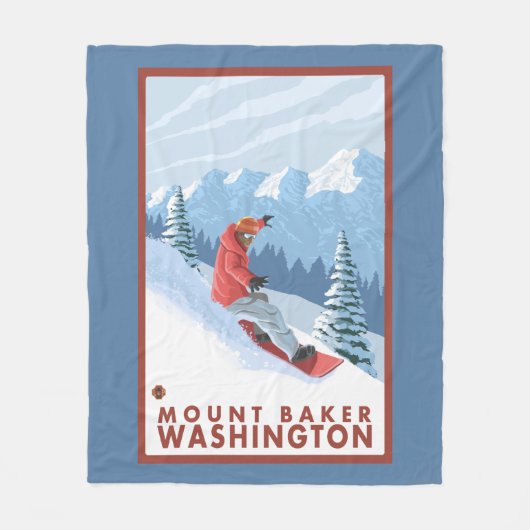 Couverture Polaire Scène de surfeur - Baker de bâti, Washington (Devant)