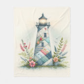 Couverture Polaire Scène florale côtière du phare patchwork (Devant)