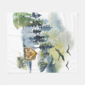 Couverture Polaire Scène forestière à l'aquarelle (Devant (Horizontal))