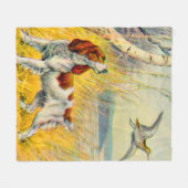 Couverture Polaire scène forestière avec chien et oiseau (Devant (Horizontal))