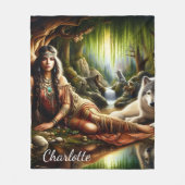 Couverture Polaire Scène pacifique : Amérindiens et loups (Devant)