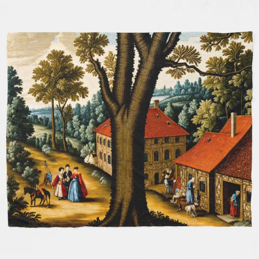 Couverture Polaire Scène pastorale au point de needlework du 17e sièc (Devant (Horizontal))