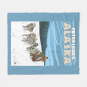 Couverture Polaire Scène Sledding de chien - Pétersbourg, Alaska (Devant (Horizontal))