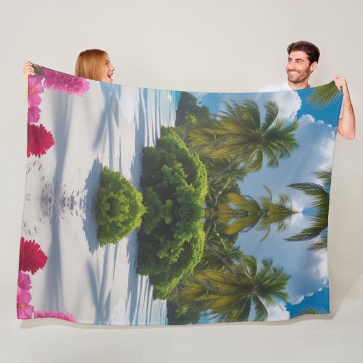 Couverture Polaire Scène Tropicale De Plage Jeu Blanche (En situation)