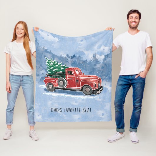 Couverture Polaire Scène vintage de camion de Noël (En situation)