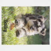 Couverture Polaire Schnauzer amusant Personnalisé (Devant (Horizontal))
