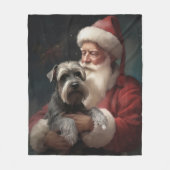 Couverture Polaire Schnauzer avec Noël Festif du Père Noël (Devant)