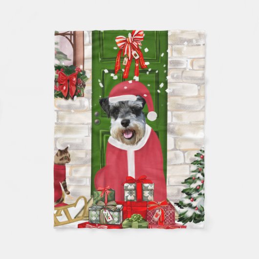 Couverture Polaire Schnauzer Chien Noël (Devant)