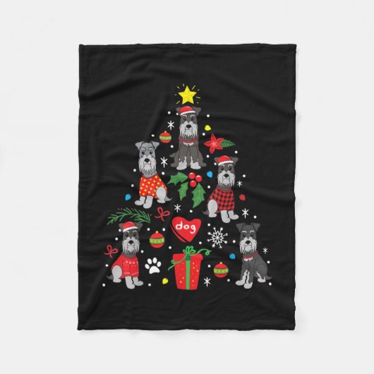 Couverture Polaire Schnauzer Christmas Tree Ornement Funny Pet Dog (Devant)