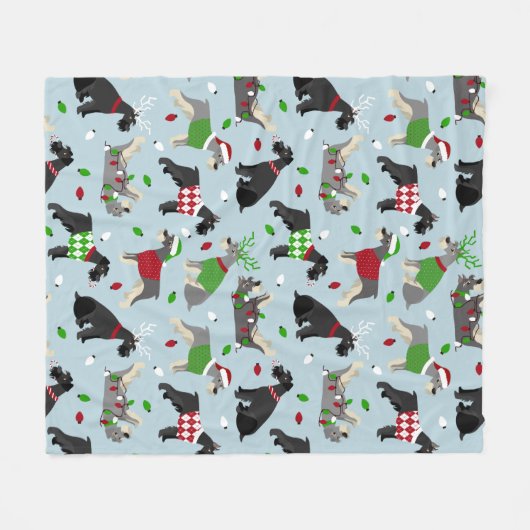 Couverture Polaire Schnauzer de Noël (Devant (Horizontal))