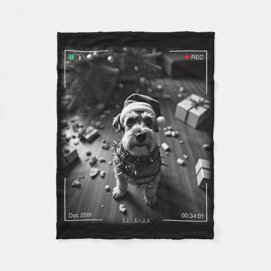 Couverture Polaire Schnauzer de Noël pris en caméra (Devant)
